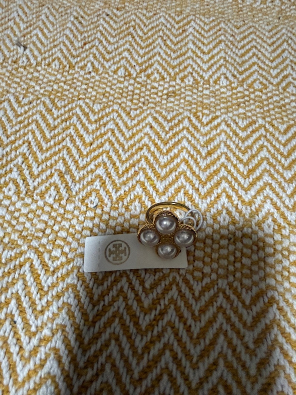 Tory Burch Gold-Tone Faux Pearl Cluster Cocktail Ring